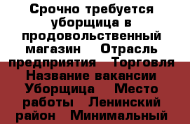 Срочно требуется уборщица в продовольственный магазин. › Отрасль предприятия ­ Торговля › Название вакансии ­ Уборщица  › Место работы ­ Ленинский район › Минимальный оклад ­ 13 500 › Максимальный оклад ­ 14 000 - Удмуртская респ., Ижевск г. Работа » Вакансии   . Удмуртская респ.,Ижевск г.
